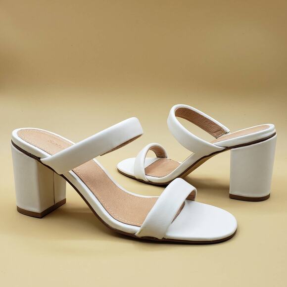 SOLUDOS Ines Heels Cushioned All White Women's Size 5/35.5 Straps summer Sandals - Picture 1 of 10